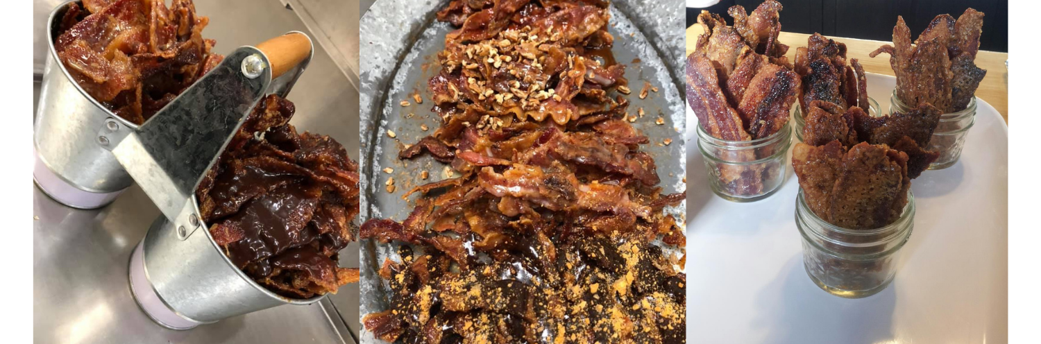 Candied bacon with different flavors